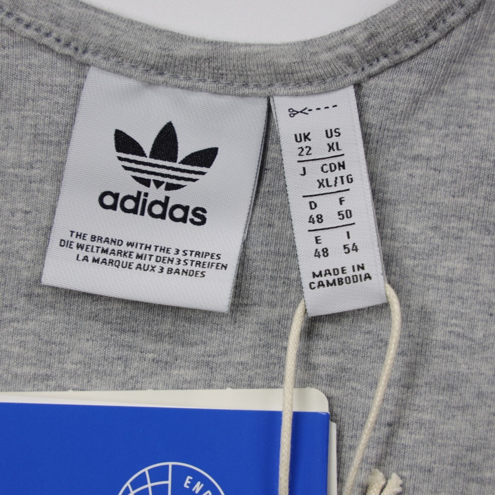 Adidas Originals Ribbed Logo Crop Top Women's Gray Tank Stretch Size XL‎ New - Picture 7 of 8